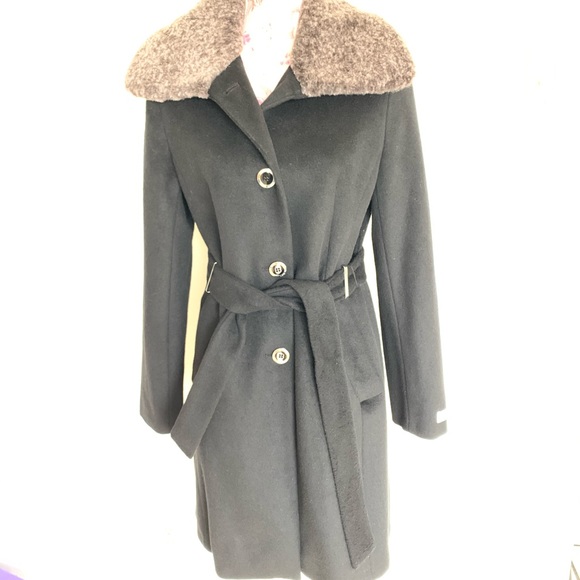 CALVIN KLEIN Wool blend Belted Coat - Picture 1 of 9